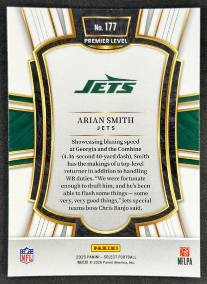 Arian Smith 2025 Select Premier Level Jets Sports Trading Cards