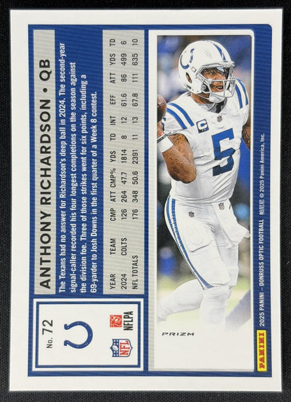 Anthony Richardson 2025 Panini Donruss Optic Stars Prizm Colts Football