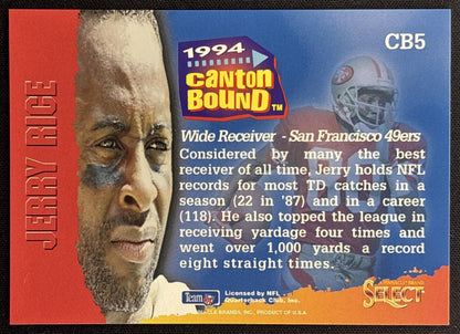 Jerry Rice 1994 Pinnacle Select Canton Bound 49ers Sports Trading Cards
