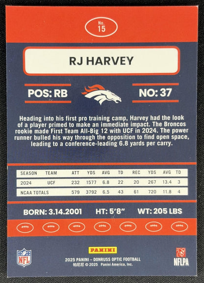 RJ Harvey 2025 Panini Donruss Optic 2015 Retro Broncos