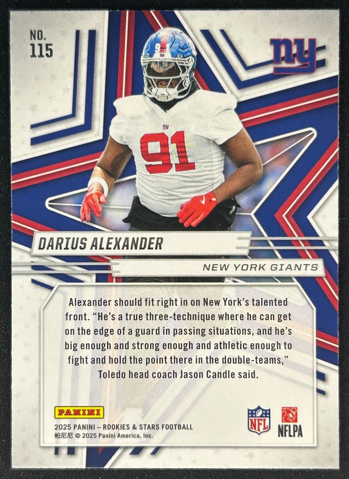 Darius Alexander 2025 Panini Rookies & Stars Giants Sports Trading Cards