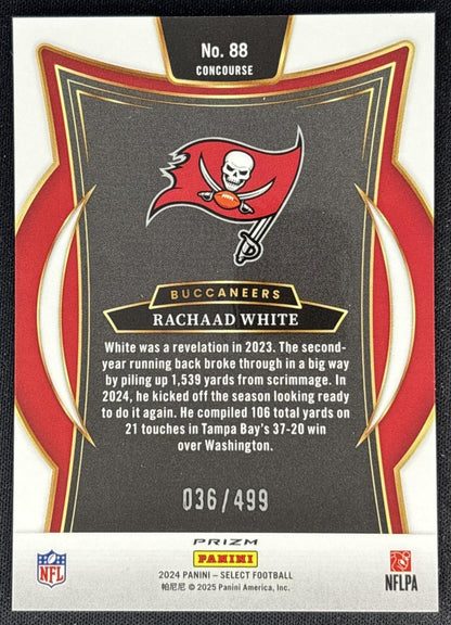 Rachaad White 2024 Panini Select Concourse Orange Prizm Shock /499 Buccaneers