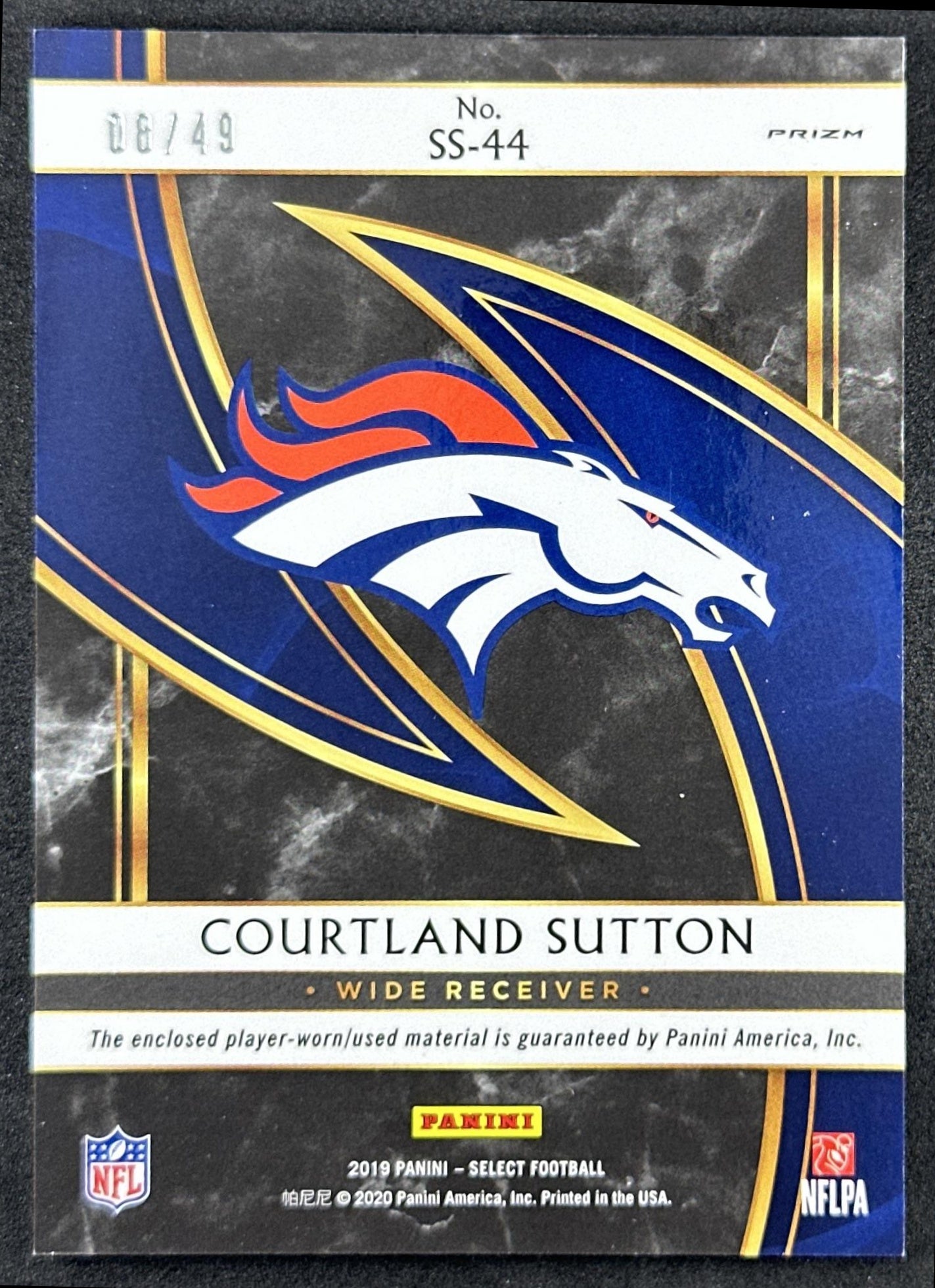 Courtland Sutton 2020 Panini Select Disco Red Prizm /49 Broncos