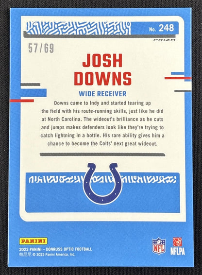Josh Downs 2023 Panini Donruss Optic Electricity Prizm /69 Colts