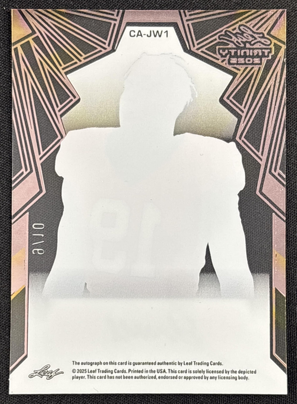 Justin Williams 2025 Leaf Trinity- Clear Auto Purple /10