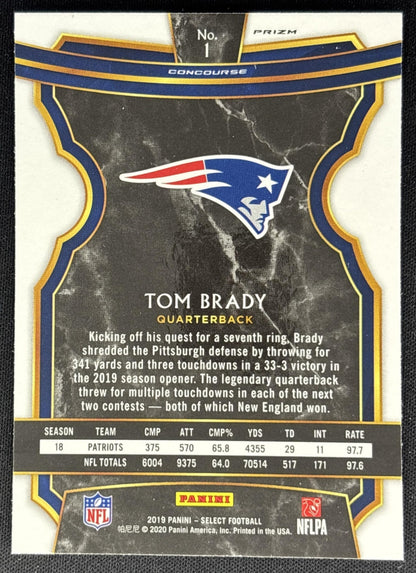 *Damaged* Tom Brady 2019 Panini Select Silver Prizm Patriots Sports Trading Cards