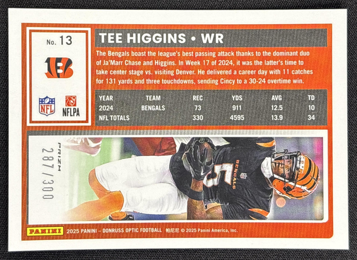 Tee Higgins 2025 Panini Donruss Optic Wave Prizm /300 Bengals