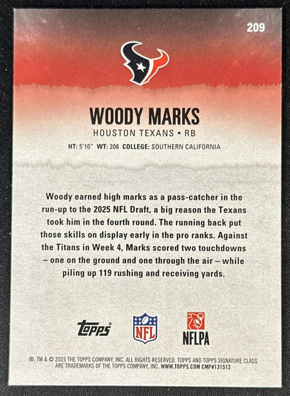 Woody Marks 2025 Topps Signature Class Green & Purple Rookie Texans back