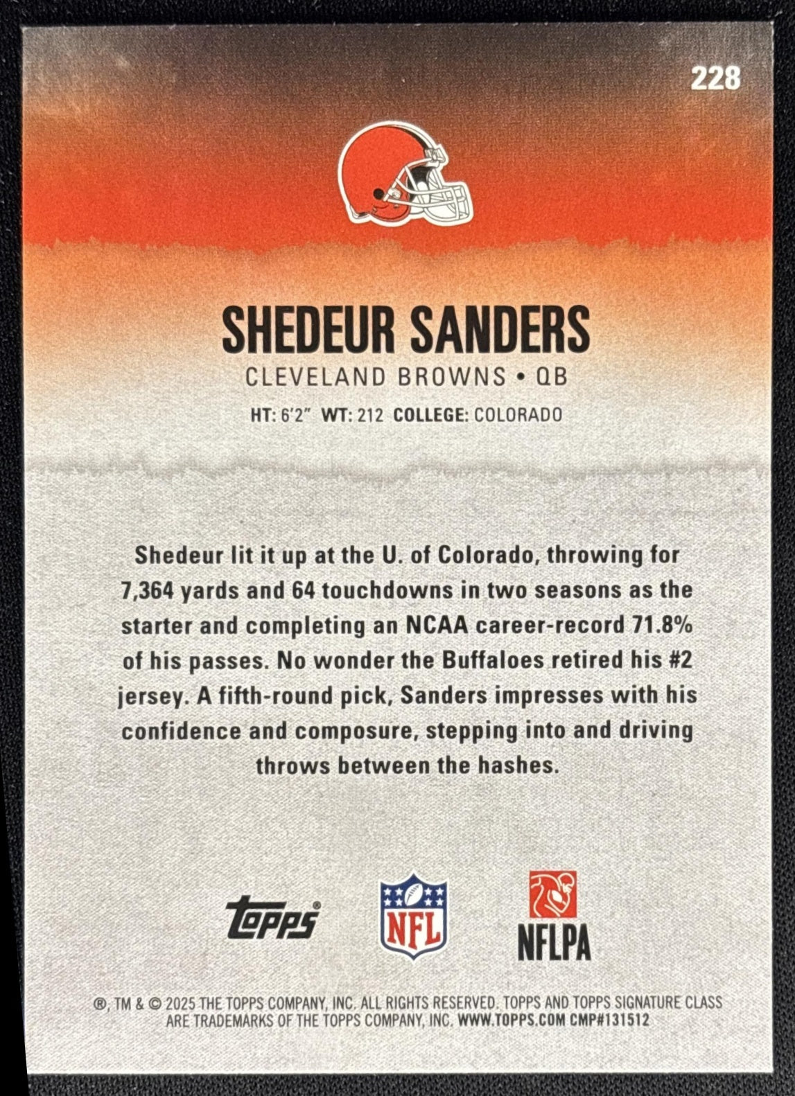Shedeur Sanders 2025 Topps Signature Class Rookie Magenta Foil /250 Browns Sports Trading Cards