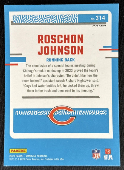 Roschon Johnson 2023 Panini Donruss Optic Rated Rookie Preview Pink Prizm Bears Sports Trading Card