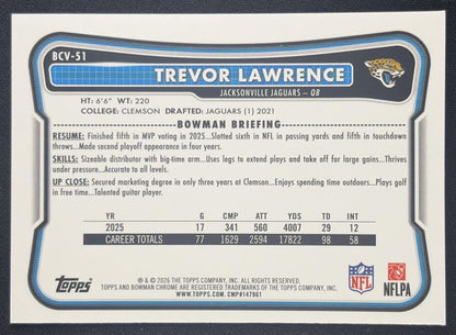 Trevor Lawrence 2026 Bowman Chrome NFL Mojo Refractor Jaguars