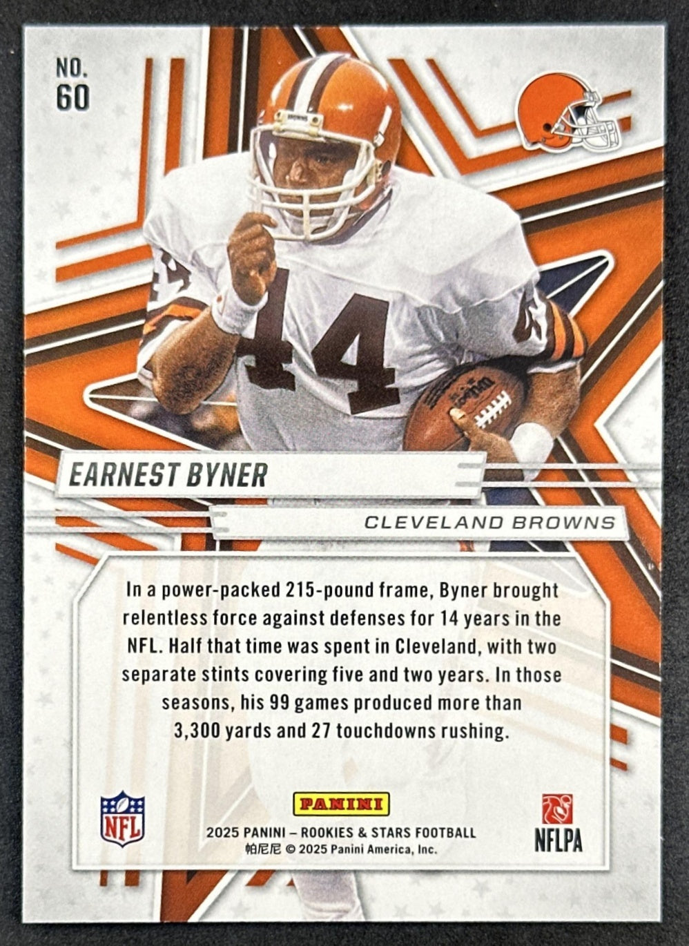 Earnest Byner 2025 Panini Rookies & Stars Purple /999 Browns Sports Trading Cards