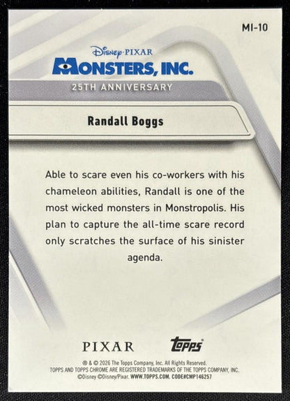Randall Boggs 2026 Topps Chrome Disney Monsters, Inc. 25th Anniversary back