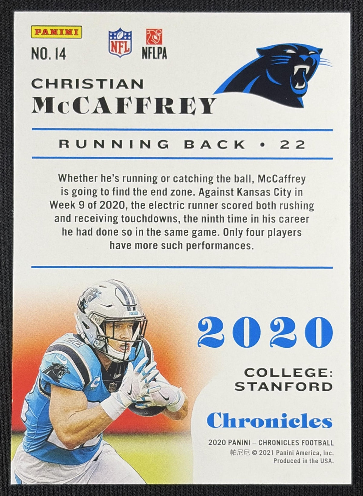 Christian McCaffrey 2020 Panini Chronicles Red /199 Panthers