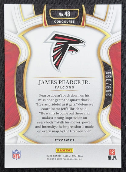 James Pearce Jr. 2025 Panini Select Concourse Tri-Color Prizm /399 Falcons