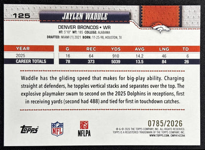 Jaylen Waddle 2026 Topps Gold /2026 Broncos