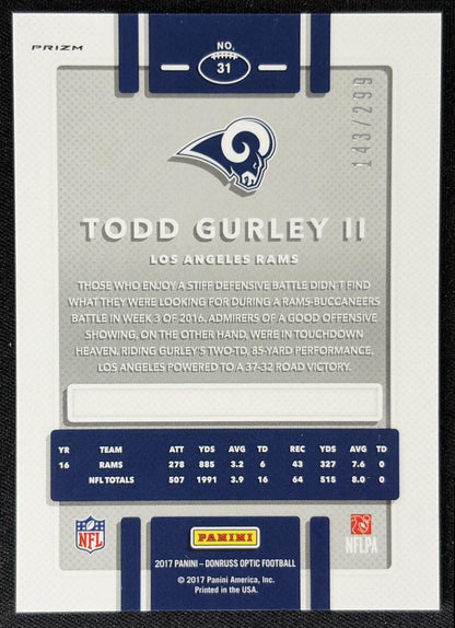 Todd Gurley II 2017 Panini Donruss Optic Aqua /299 Rams