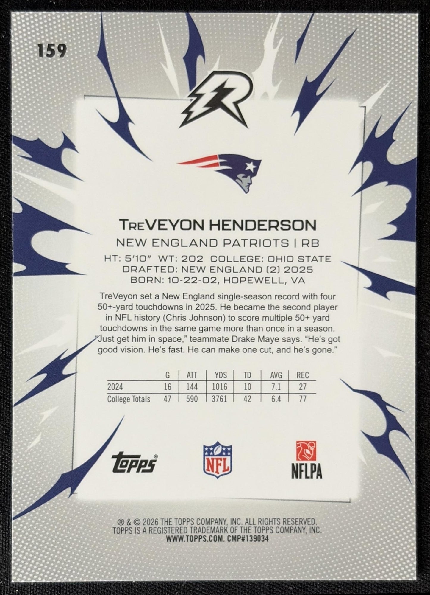 TreVeyon Henderson 2025 Topps Resurgence Patriots