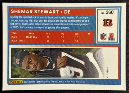 Shemar Stewart 2025 Panini Donruss Optic Rated Rookie Purple Shock Prizm Bengals back