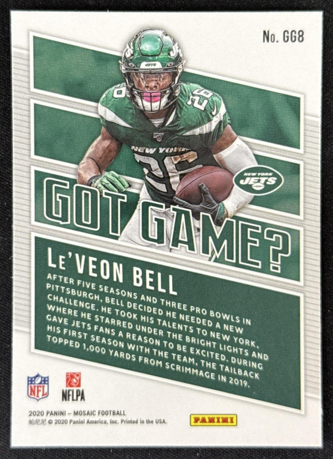Le Veon Bell 2020 Panini Mosaic Got Game? Jets Sports Trading Card