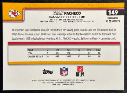 Isiah Pacheco 2025 Topps Chrome Chiefs Sports Trading Cards