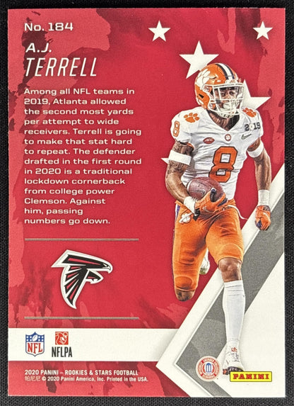 A.J. Terrell 2020 Panini Rookies & Stars Purple Falcons back