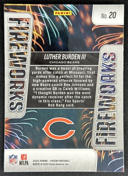 Luther Burden III 2025 Panini Prizm Fireworks Bears