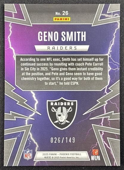 Geno Smith 2025 Panini Phoenix Thunderbirds Yellow Pyramids Prizm /149 Raiders