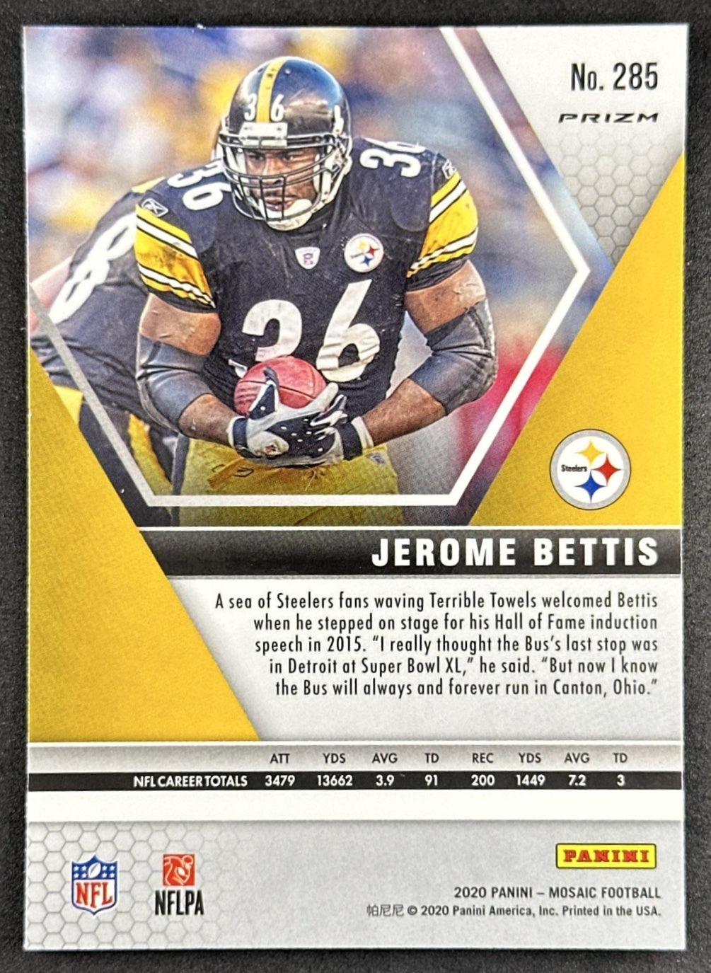 Jerome Bettis 2020 Panini Mosaic Prizm Green Steelers Sports Trading Cards