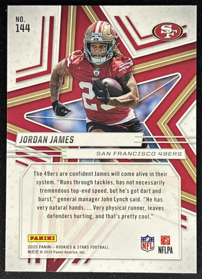 Jordan James 2025 Panini Rookies & Stars Purple /999 49ers back