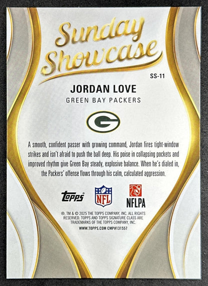 Jordan Love 2025 Topps Signature Class Sunday Showcase Packers Back