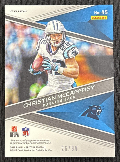 Christian McCaffrey 2018 Panini Spectra Sunday Spectacle Neon Blue /99 Panthers