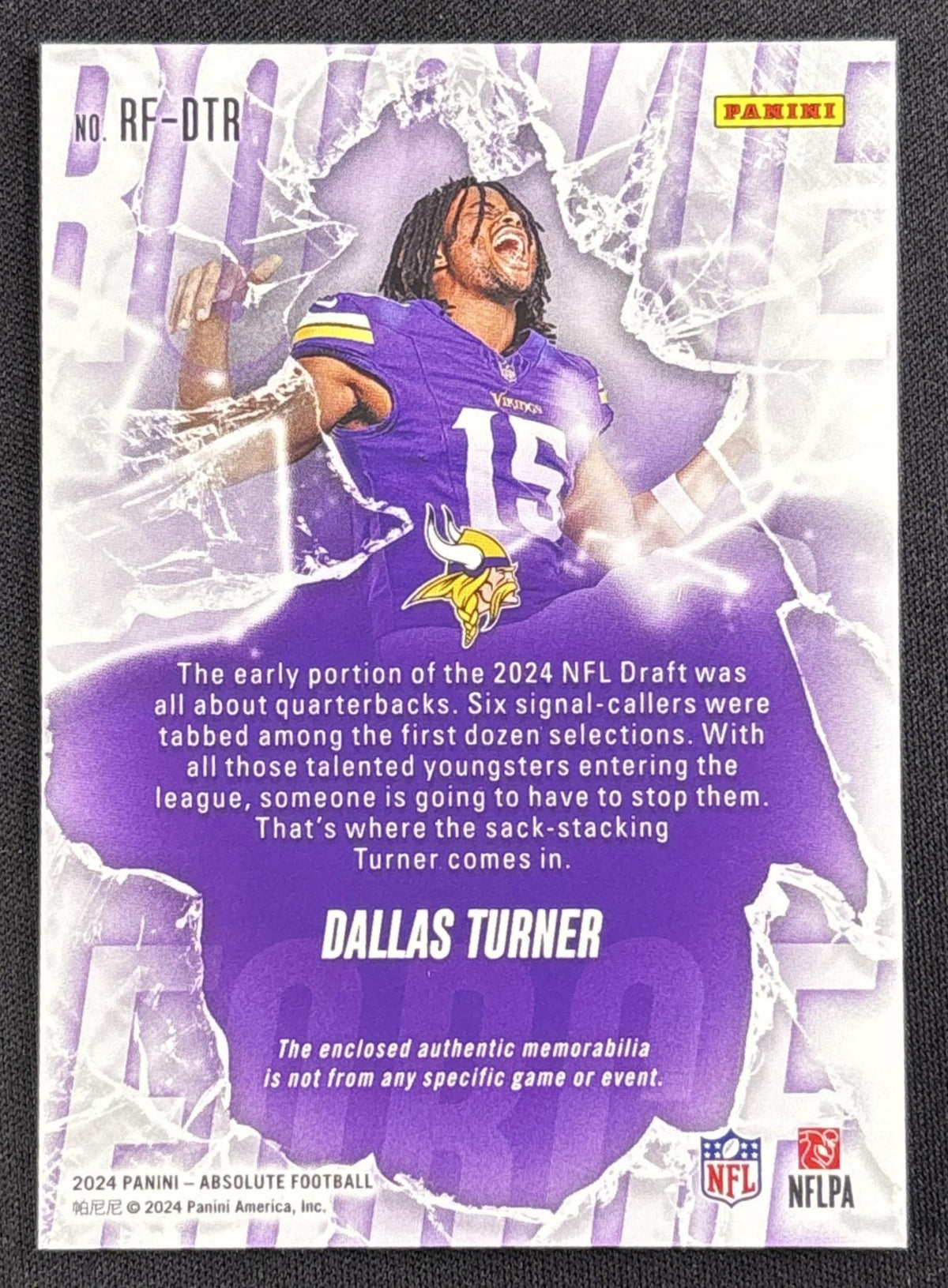 Dallas Turner 2024 Panini Absolute Rookie Force