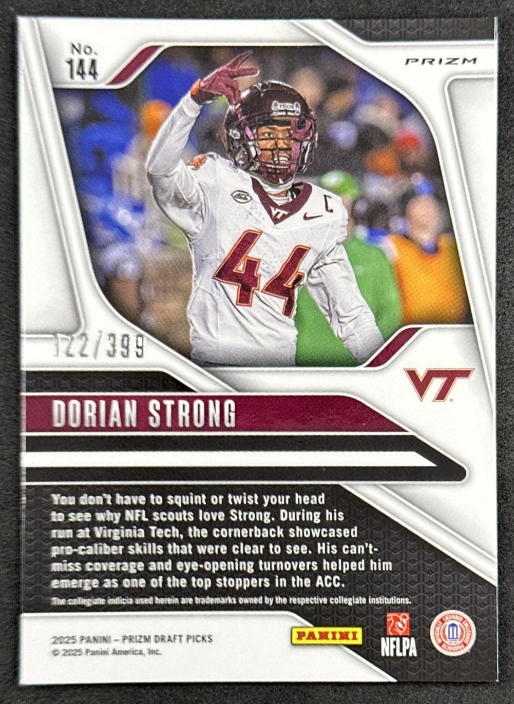 Dorian Strong 2025 Panini Prizm Draft Picks Red /399 Hokies back