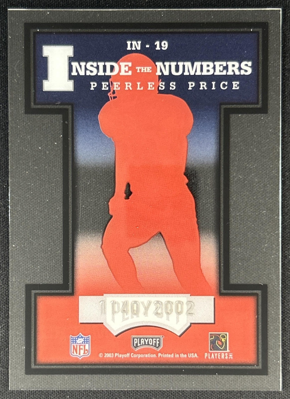 Peerless Price 2003 Playoff Prestige Inside the Numbers /2002 Bills back