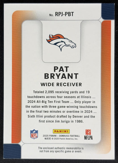 Pat Bryant 2025 Panini Donruss Rookie Phenom Jerseys Broncos back