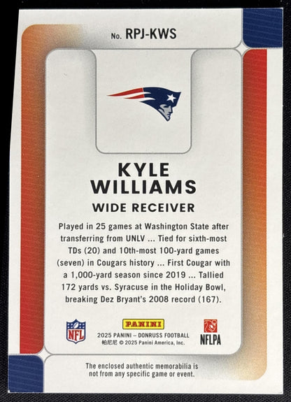 Kyle Williams 2025 Panini Donruss Rookie Phenom Jerseys Patriots