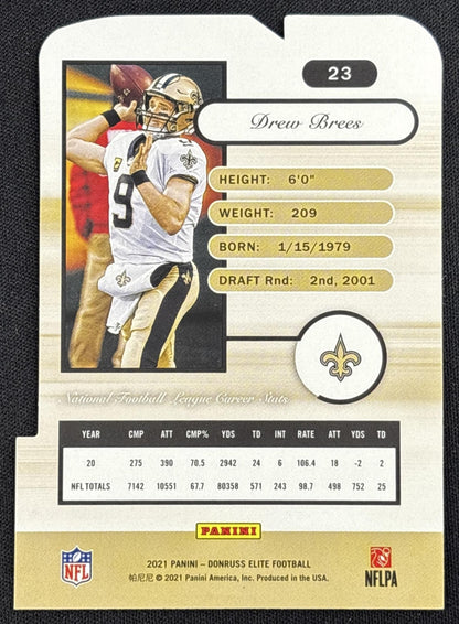 Drew Brees 2021 Panini Donruss Elite 2001 Aspirations Die Cut /91 Saints - back