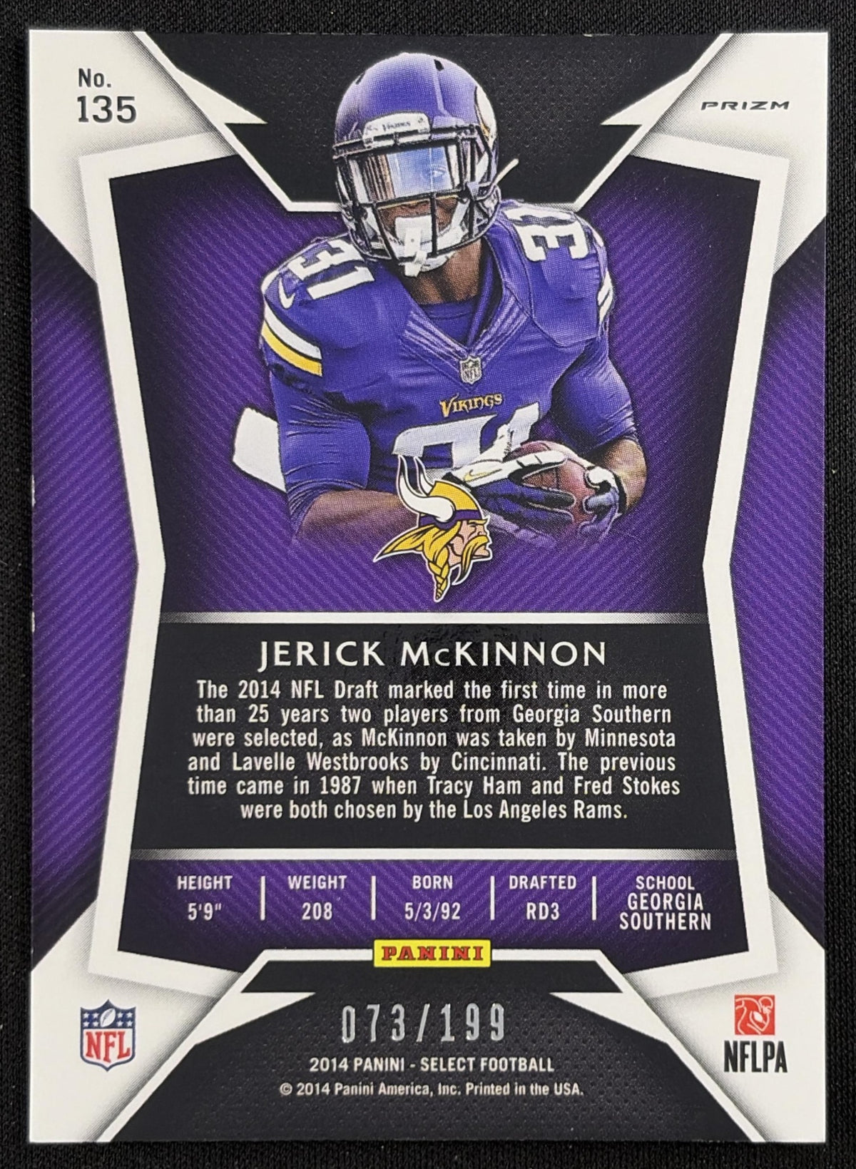 Jerick McKinnon 2014 Panini Select Prizm Fuchsia /199 Vikings