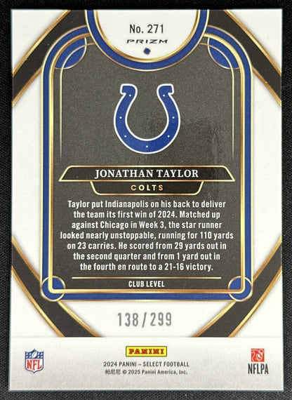 Jonathan Taylor 2024 Panini Select Club Copper Prizm Shock /299 Colts
