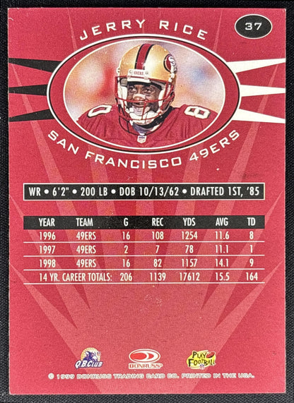 Jerry Rice 1999 Donruss Preferred QBC 49ers back