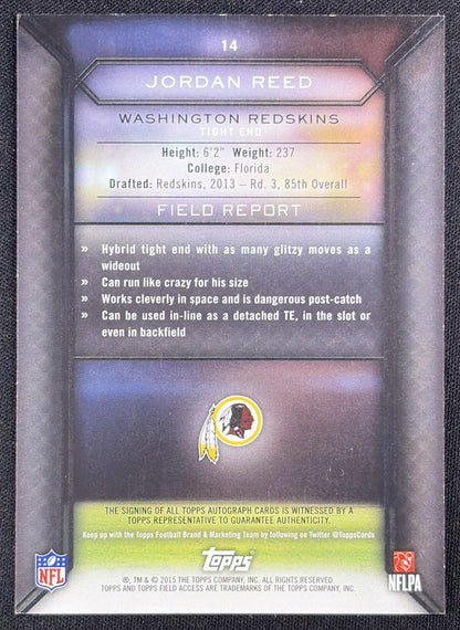 Jordan Reed 2015 Topps Field Access Auto Redskins Sports Trading Card