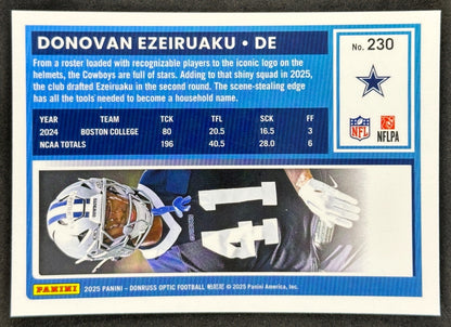 Donovan Ezeiruaku 2025 Donruss Optic Rated Rookie Cowboys Sports Trading Card