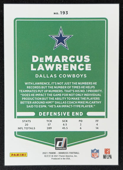 DeMarcus Lawrence 2021 Panini Donruss Press Proof Premium Cowboys - Dallas Cowboys