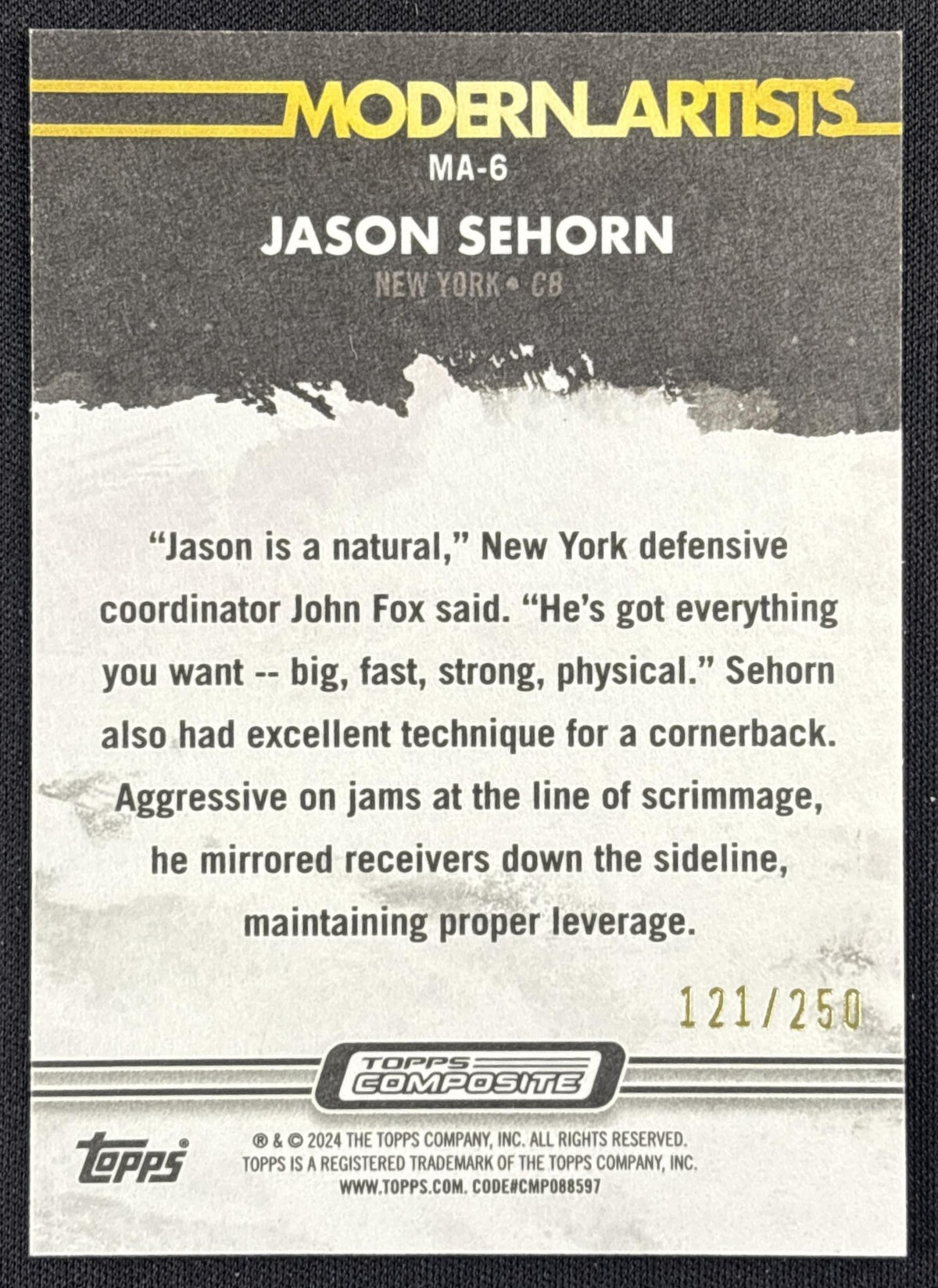 Jason Sehorn 2023 Topps Composite Modern Artists Green /250 Giants