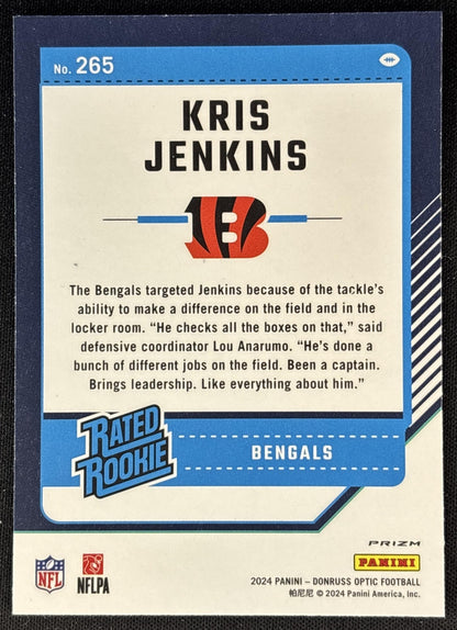 Kris Jenkins 2024 Panini Donruss Optic Blue Hyper Bengals