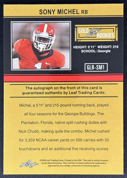 Sony Michel 2018 Leaf Draft Ultimate Auto /10 back
