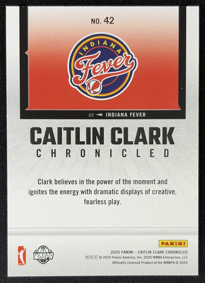 Caitlin Clark 2025 Panini Chronicled WNBA Holo Fever 42
