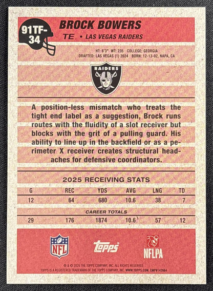 Brock Bowers 2026 Topps 1991 Crackle Foil Raiders