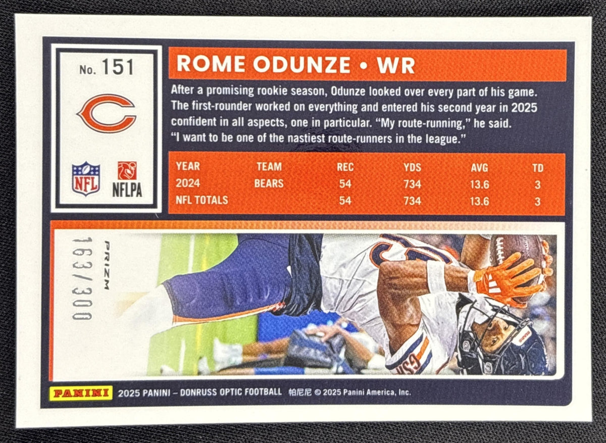 Rome Odunze 2025 Panini Donruss Optic Wave Prizm /300 Bears
